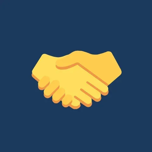 Handshake symbol representing partnership and collaboration in security solutions.