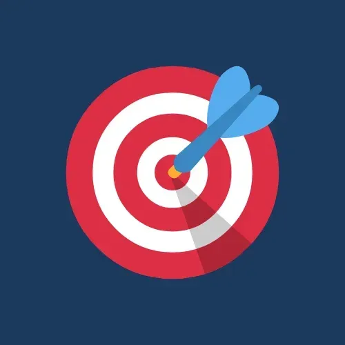 Target with a blue arrow hitting the bullseye, symbolizing precision and effective security solutions in modern surveillance systems.