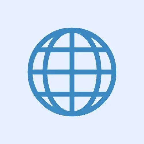 Globe icon representing global cybersecurity solutions and cloud security services for businesses and government agencies.