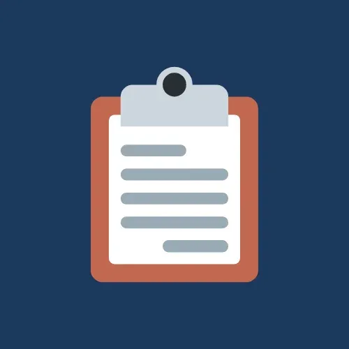 Clipboard with a document, symbolizing compliance and regulatory requirements in cybersecurity for businesses.