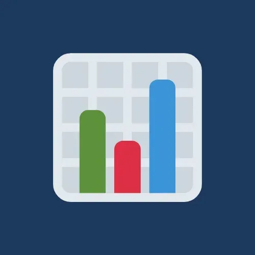 Bar graph icon representing data analytics and monitoring, relevant to cybersecurity threat detection and compliance services.