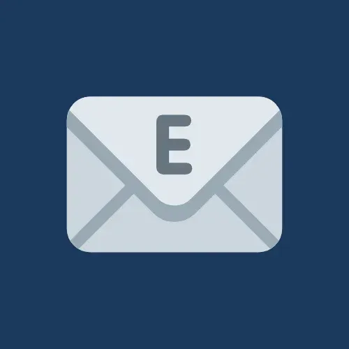 Email icon with letter "E," symbolizing phishing and email-based cybersecurity threats.