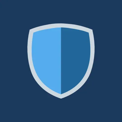 Blue shield icon representing cybersecurity protection and defense against threats.