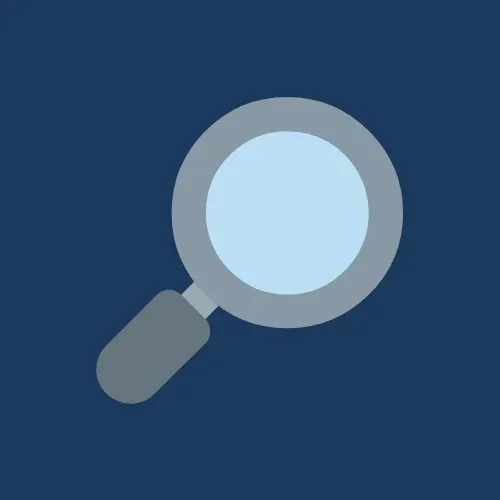 Magnifying glass icon symbolizing cybersecurity monitoring and threat detection for proactive protection against cyberattacks.