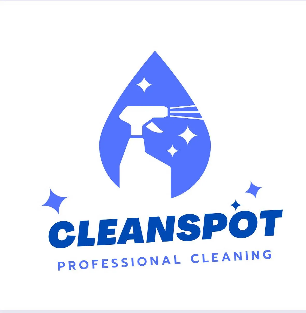 Cleanspot logo a spray bottle inside a blue water drop