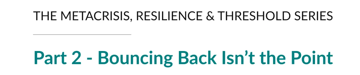 #24 Metacrisis, Resilience & Thresholds- Part 2 Bouncing Back Isn't the Point