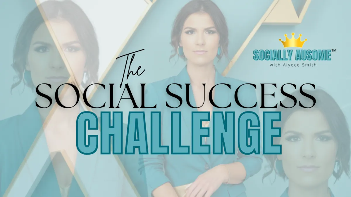 Social Success Challenge banner image, highlighting business growth through social media strategies with access to recordings and tools.