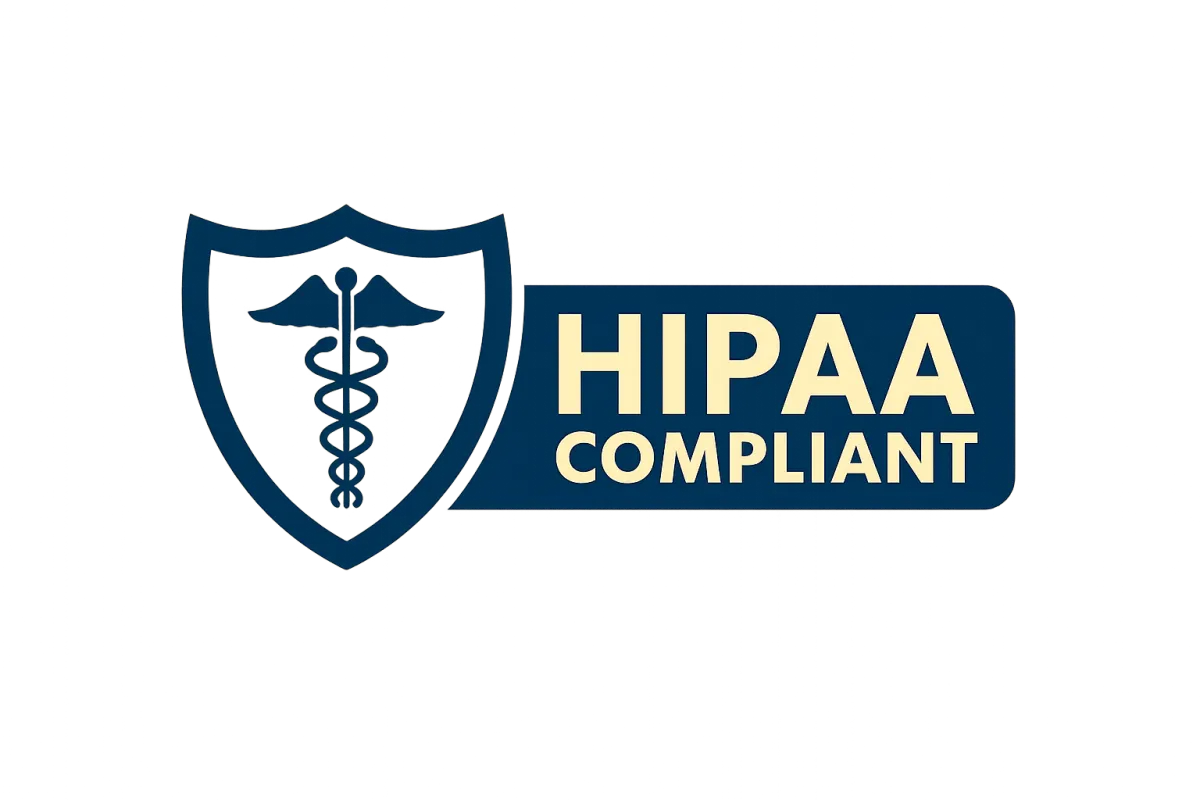 HIPAA Compliant badge with medical shield icon, showing that TrimMedRx protects patient data and meets federal healthcare privacy standards for GLP-1 prescriptions like Ozempic, Wegovy, Mounjaro, Zepbound, and Saxenda