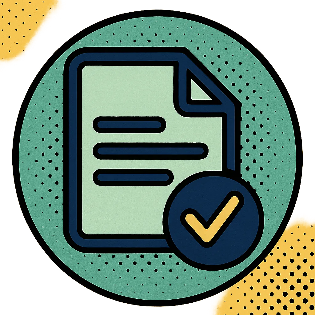 Pop-art style icon of a document with a checkmark, representing verified clinical trial results supporting the effectiveness of GLP-1 medications like Ozempic, Wegovy, Mounjaro, Zepbound, and Saxenda