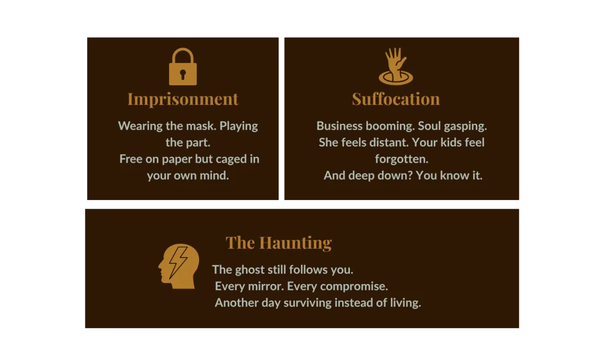 Illustration of mental, emotional, and spiritual disintegration in men of color