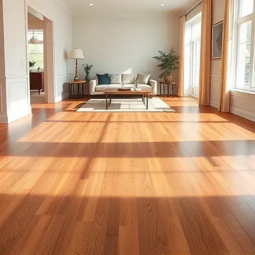 Modern living room in Rockville, MD featuring elegant hardwood flooring with rich tones and natural grain patterns.