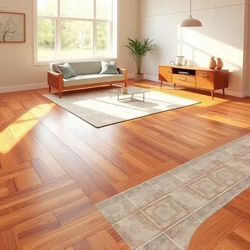Elegant hardwood and ceramic tile flooring in a softly lit Gaithersburg room with natural light and minimalist furnishings.