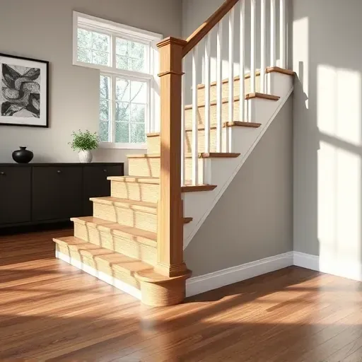 Vinyl plank stair nose installation in Alexandria VA showing seamless fit, textured wood grain, and modern interior decor