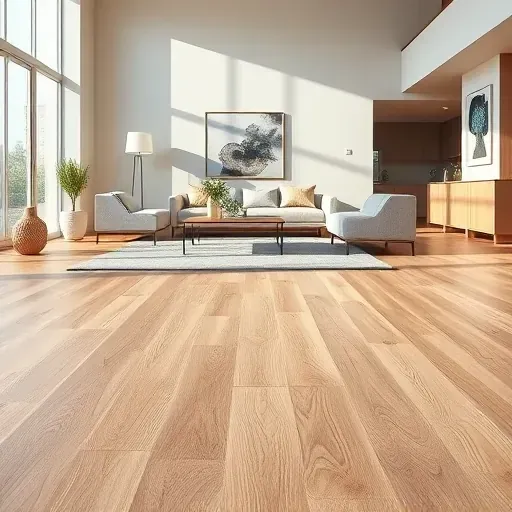 Close-up of Alexandria VA Rigid Core Vinyl Plank Flooring showing detailed wood grain, natural color variations, matte finish in a modern living room