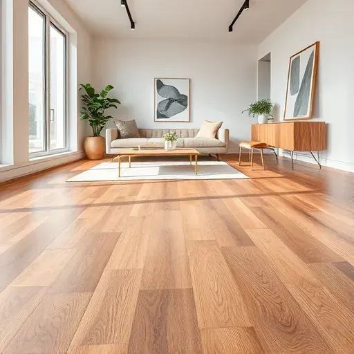 Luxury Vinyl Plank flooring in a modern Alexandria VA interior with natural light highlighting its rich wood-grain patterns.