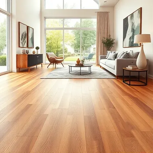 Luxury vinyl plank flooring in a modern Alexandria VA home, featuring textured wood grain and natural tones in a spacious living room.