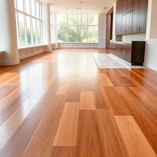 Completed flooring installation in Bethesda MD featuring elegant hardwood with polished finish and modern tile accents.