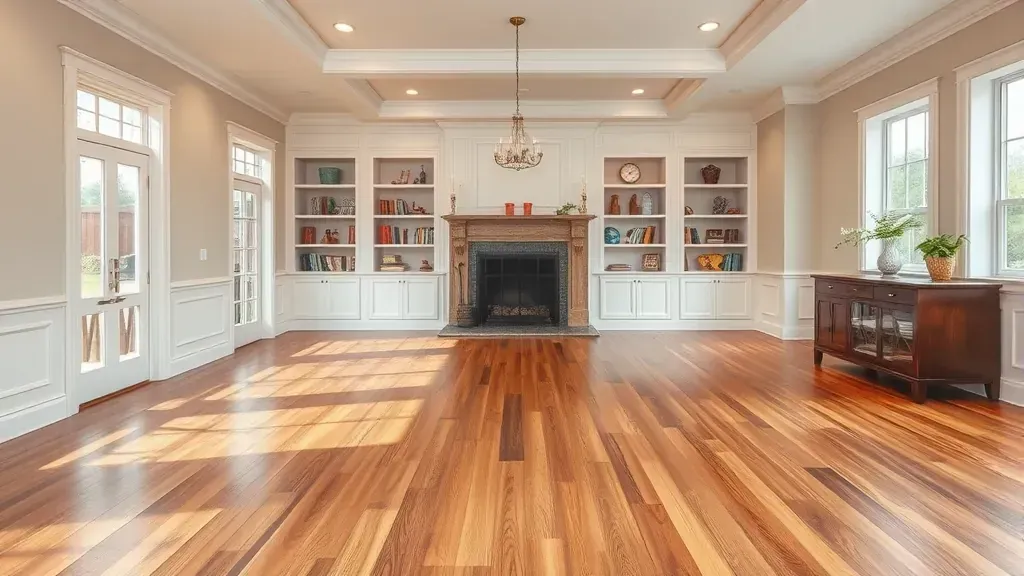 Flooring installation in a modern living room in Fort Washington, MD.