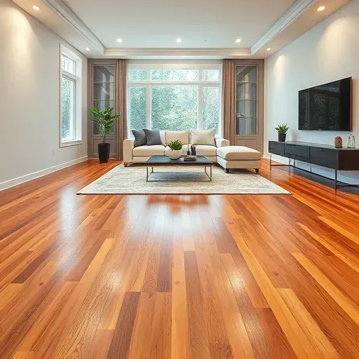 Luxurious hardwood flooring installed in a modern living room in Great Falls, VA, showcasing elegant design and natural light.