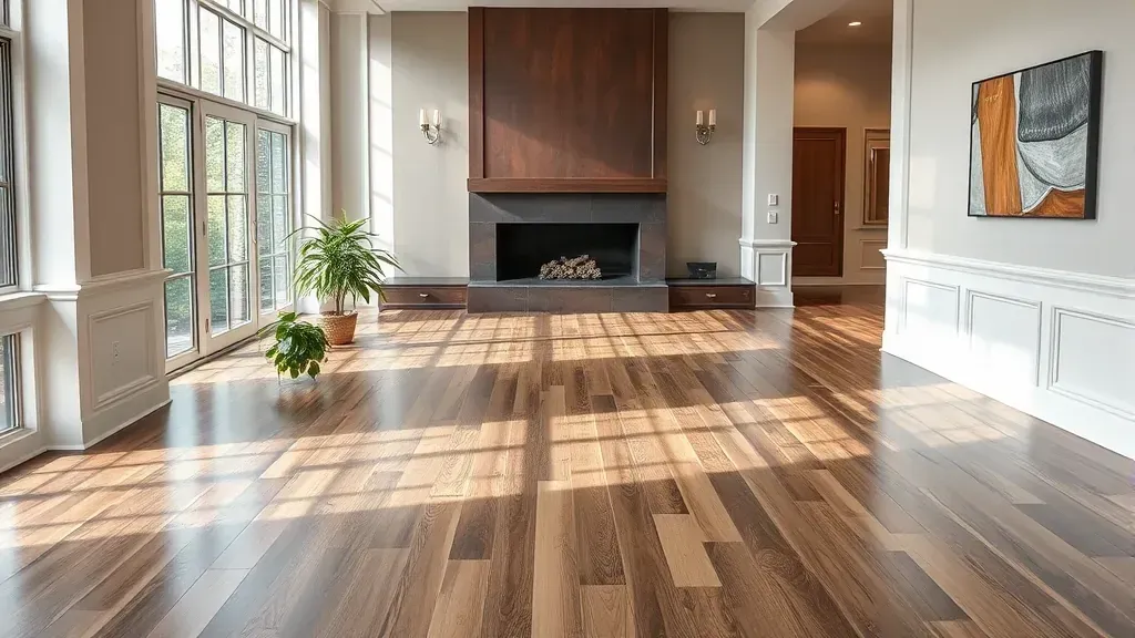 Flooring installation in a modern living room in Rockville, MD.