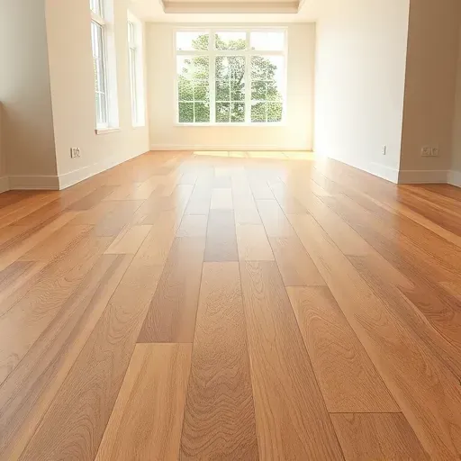 Freshly installed warm wood laminate flooring with detailed grain textures in a modern bright interior in Alexandria VA