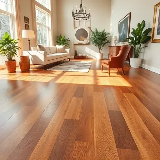 Beautifully polished hardwood floor in a stylish Falls Church VA home, with natural light and elegant decor.