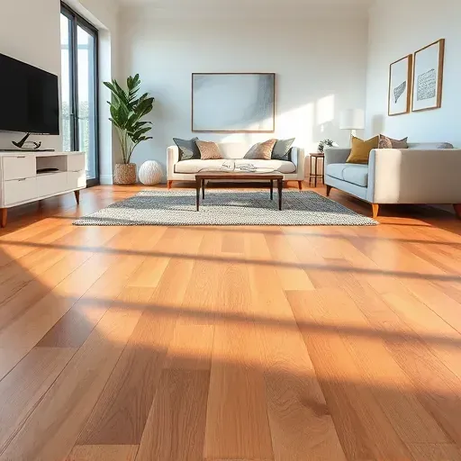 Elegant hardwood flooring in a modern Arlington VA living room with contemporary furnishings and natural light.