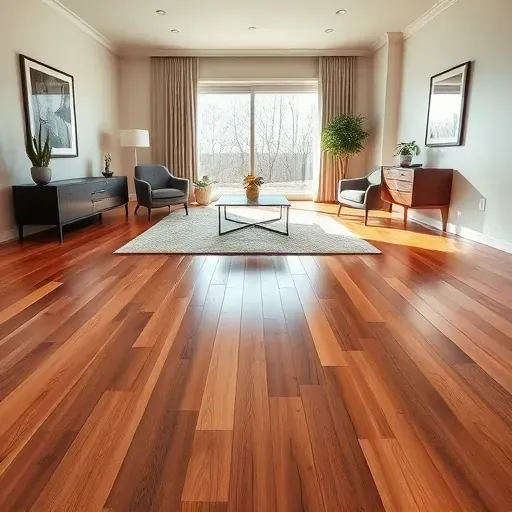 Polished hardwood flooring in Oxon Hill MD with warm hues and minimalist decor enhancing a sophisticated atmosphere.