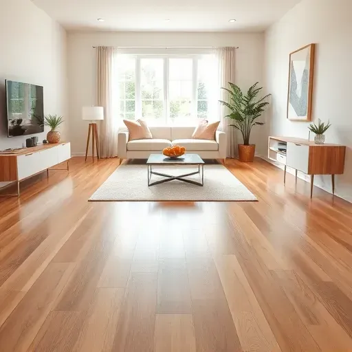Modern living space in Rockville, MD with polished hardwood floors, minimalistic decor, and natural light.
