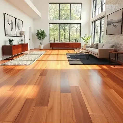 Completed flooring project in Manassas VA featuring glossy hardwood, elegant tile, area rugs, and ample natural light.