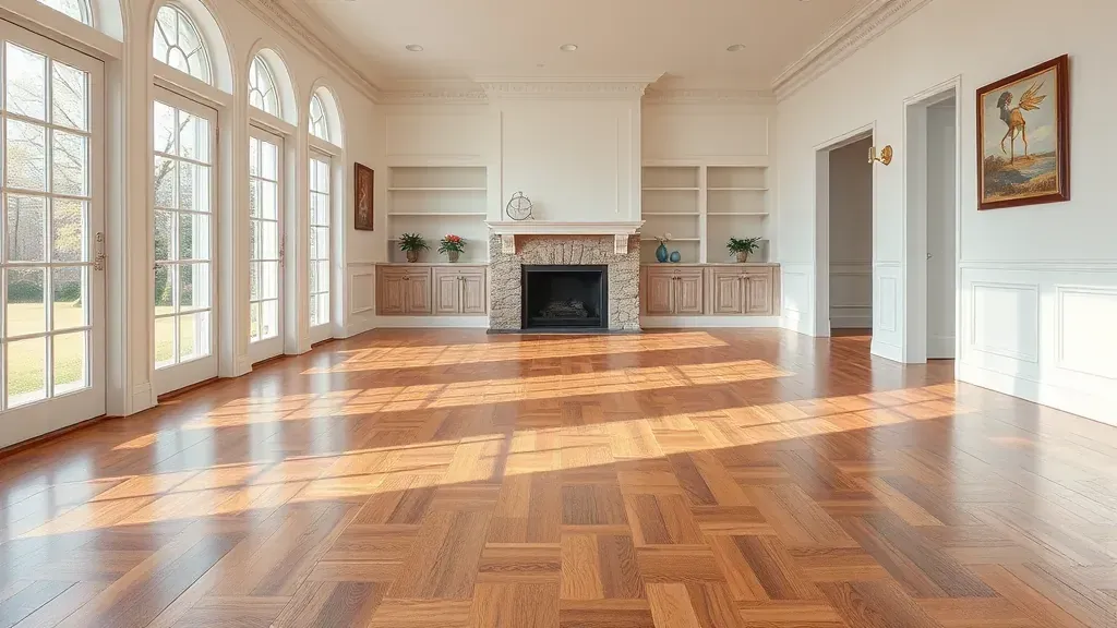 Flooring installation in a modern living room in Lorton, VA.