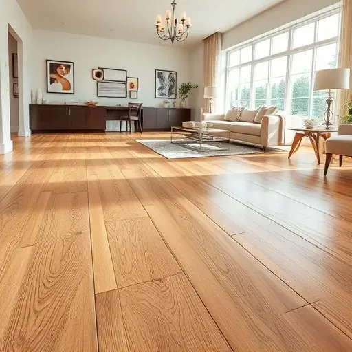 Seamless oak flooring installation in a stylish Reston VA room, highlighted by natural light and modern décor.
