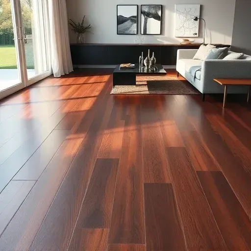 Stunning hardwood floor installation in Herndon VA with rich tones, polished finish, and modern decor highlights craftsmanship.