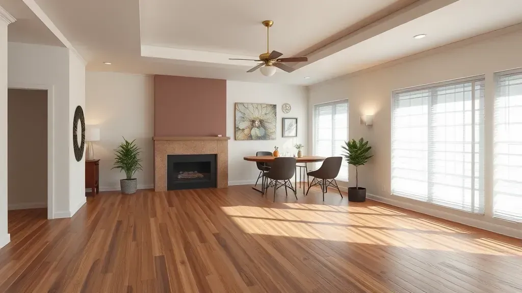 Referral for flooring services in Alexandria, VA showcasing a well-designed interior with hardwood and carpet options.