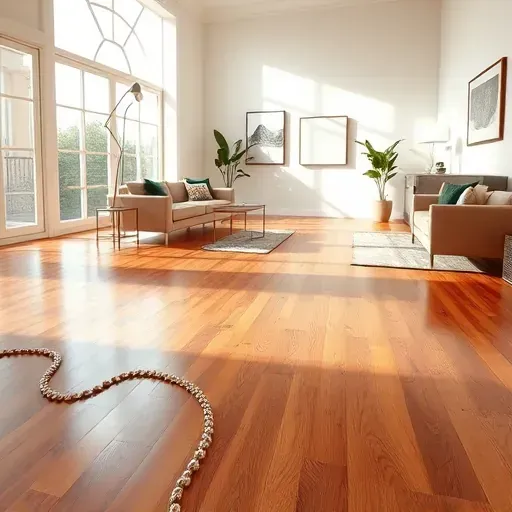 Completed hardwood floor installation in Fort Washington MD, featuring rich wood tones and an elegant interior design.