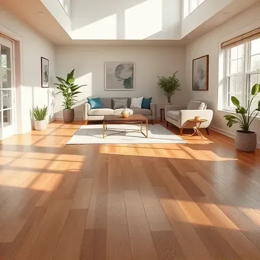Hardwood flooring installation in a bright Burke VA living room with stylish decor and natural wood tones.