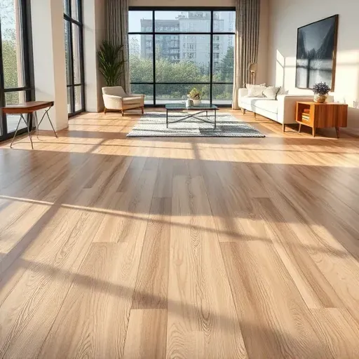 Rigid Core Vinyl Plank Flooring in Alexandria VA with wood grain texture in a modern minimal room with natural light and neutral decor
