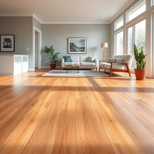 Completed flooring installation in Fort Washington, MD with oak hardwood and ceramic tiles in a stylish living space.