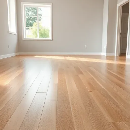 Smooth leveled wooden floor prepared for luxury vinyl plank installation in Alexandria VA with natural daylight and modern drywall
