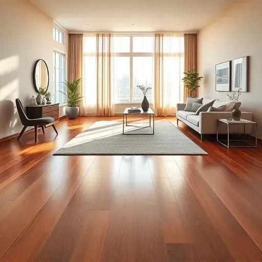 Spacious living room in Alexandria VA with polished hardwood floors, modern furniture, and inviting decor elements.