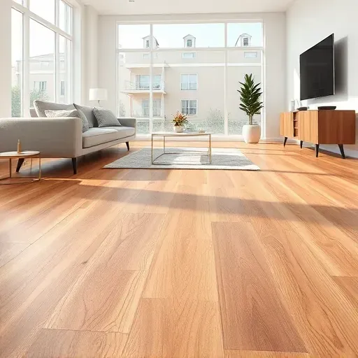 Freshly installed luxury vinyl plank flooring in a modern Alexandria interior highlighting natural wood grain texture and warm tones