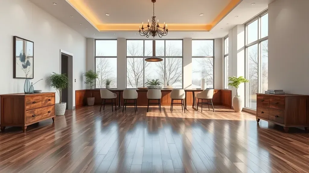 Flooring installation in a stylish living room in Gaithersburg, MD.