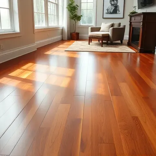 Glistening polished hardwood floor installation in a stylish Leesburg VA interior with elegant decor and natural light.