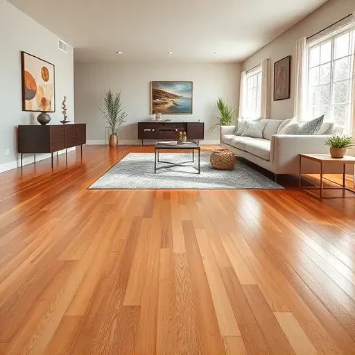 Polished hardwood flooring in Rockville MD, showcasing rich wood grains, modern furniture, and elegant décor.