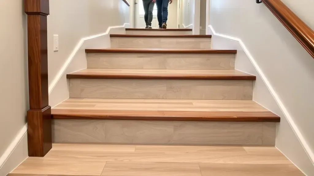 LVP Stair Tread Installation projects in Alexandria VA showcasing beautiful finished steps.
