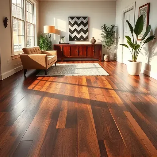 Completed flooring project in Capitol Hill features polished hardwood with rich grain patterns and modern decor.