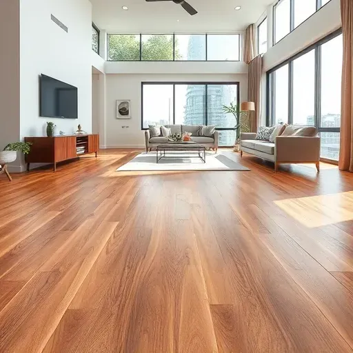 Luxury Vinyl Plank flooring in a stylish Alexandria VA interior with rich wood grain and natural light highlighting elegance.