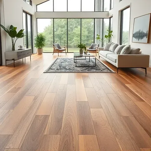 luxury vinyl plank flooring in a modern Alexandria VA interior with natural light, minimalist decor, and rich wood textures