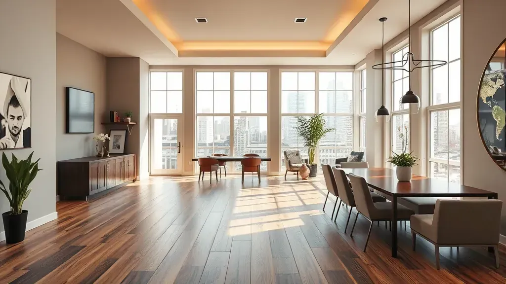 A spacious flooring showroom in Alexandria VA showcasing various flooring options with no people or text.