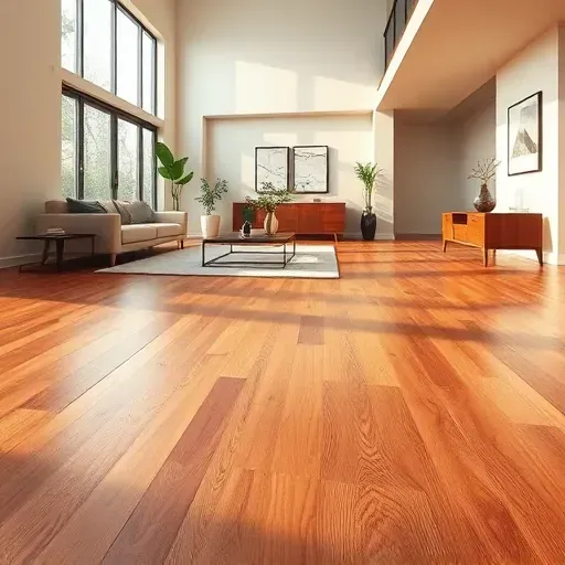 Completed hardwood flooring installation in Herndon VA, showcasing rich planks and elegant room design with natural lighting.